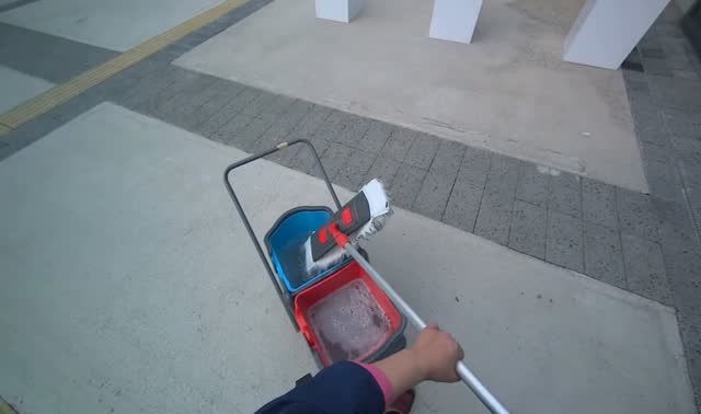 Wringing mop in bucket: egocentric robotics sample
