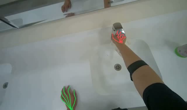 Cleaning bathroom fixtures and surfaces: egocentric robotics sample