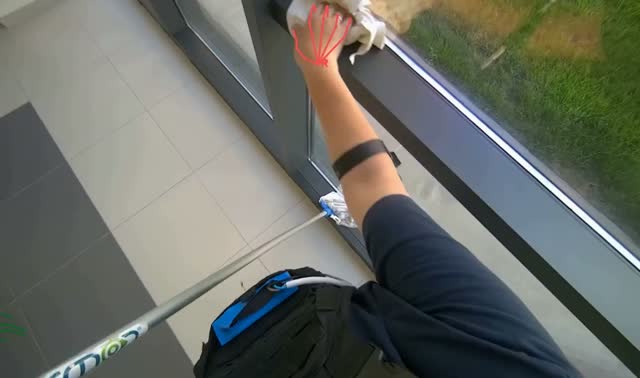 Wiping window frames with cloth: egocentric robotics sample