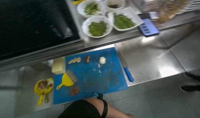 Cooking ingredients in pan: egocentric robotics sample
