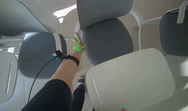 Arranging chairs with attached desks: egocentric robotics sample