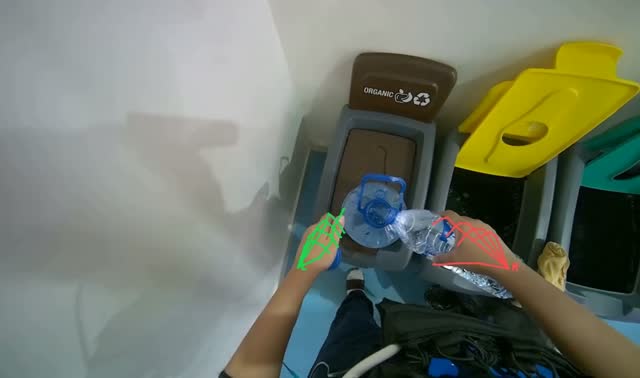 Disposing of liquid and bottle: egocentric robotics sample