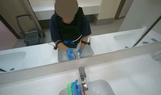 Wiping sink and faucet: egocentric robotics sample