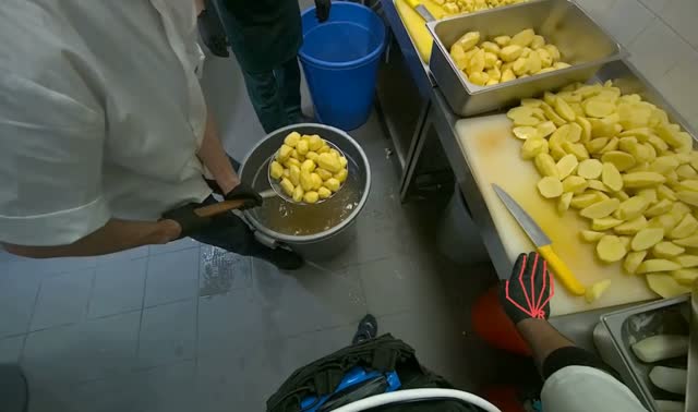 Cutting potatoes into pieces: egocentric robotics sample