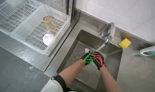 Washing cloth in sink: egocentric robotics sample