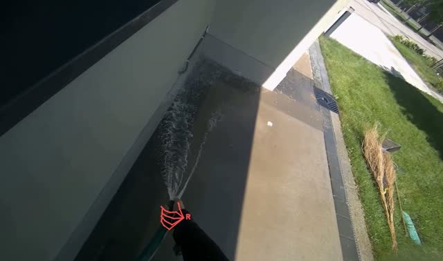 Spraying water on sidewalk: egocentric robotics sample