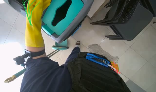 Preparing mop for cleaning: egocentric robotics sample