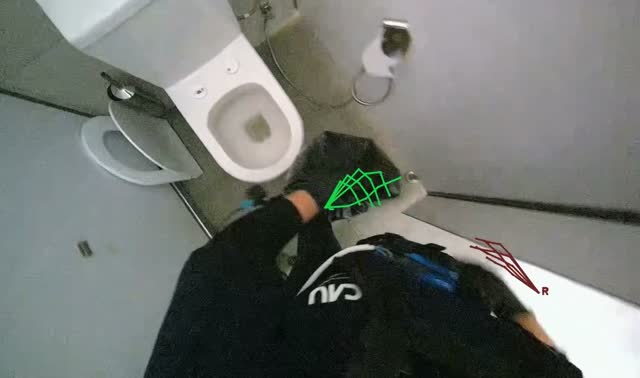 Collecting trash from restroom bins: egocentric robotics sample