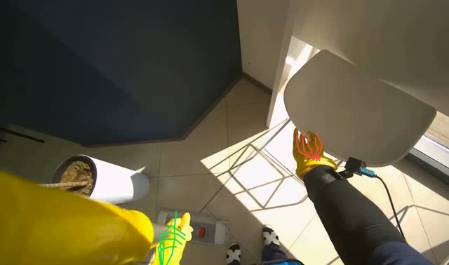 Mopping cafe floor: egocentric robotics sample
