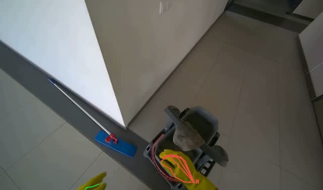 Preparing mop for cleaning: egocentric robotics sample