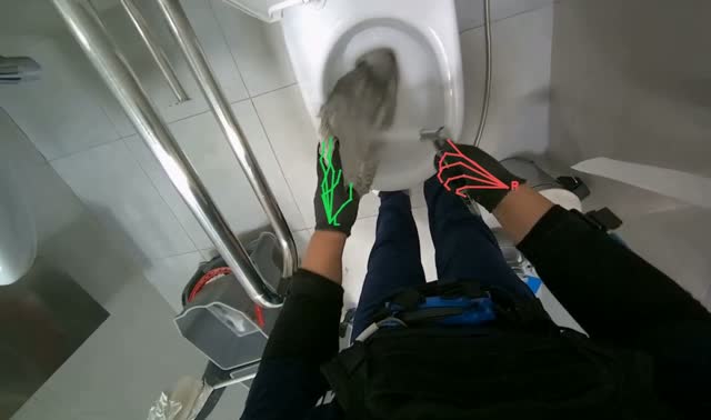 Cleaning toilet bowl: egocentric robotics sample
