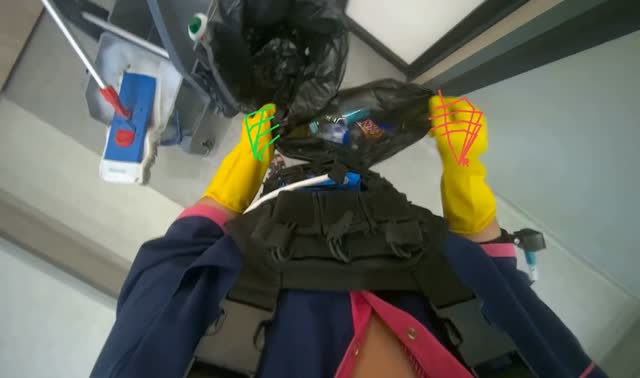 Emptying and replacing trash bag: egocentric robotics sample