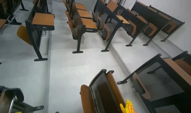 Closing lecture hall desks: egocentric robotics sample