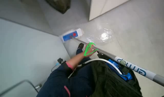 Mopping bathroom floor: egocentric robotics sample