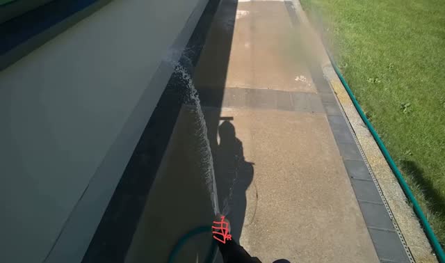 Spraying water on sidewalk: egocentric robotics sample