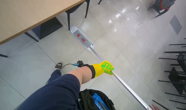 Mopping cafeteria floor: egocentric robotics sample