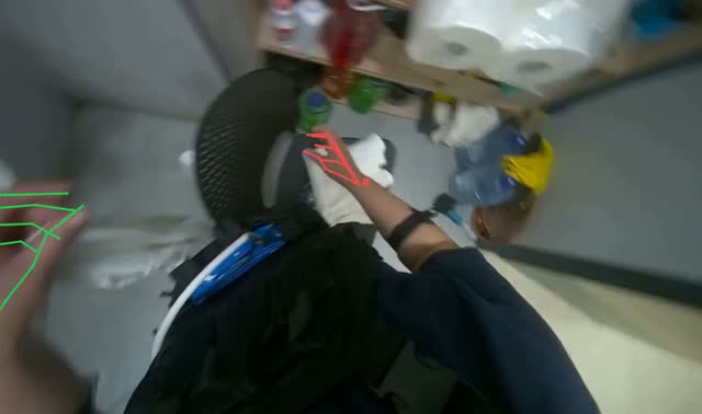 Hanging white cloths to dry: egocentric robotics sample