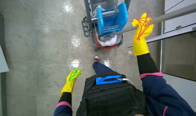 Mopping shower floor: egocentric robotics sample