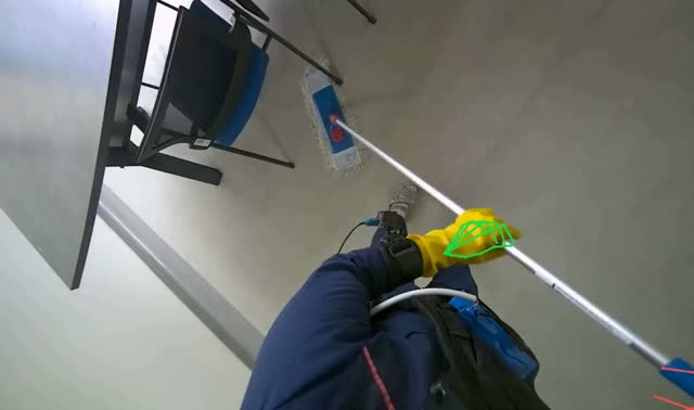 Mopping office floor: egocentric robotics sample