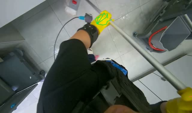 Preparing cleaning solution in buckets: egocentric robotics sample