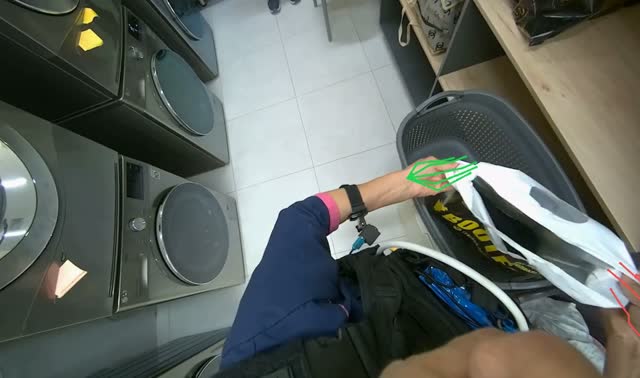 Preparing laundry items from basket: egocentric robotics sample