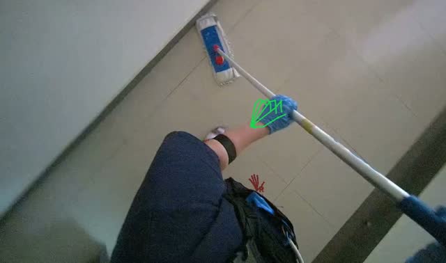 Mopping bathroom floor: egocentric robotics sample