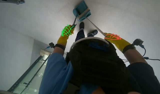 Sweeping floor with brush and dustpan: egocentric robotics sample