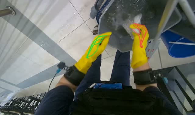 Preparing mop for cleaning: egocentric robotics sample