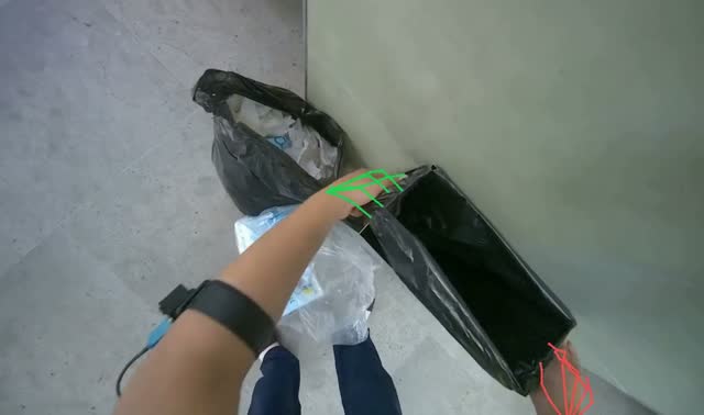 Collecting trash from bins: egocentric robotics sample