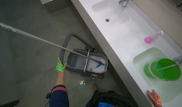 Preparing mopping supplies: egocentric robotics sample
