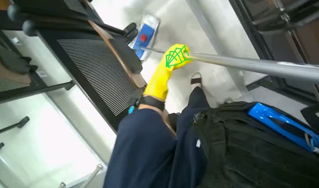 Mopping lecture hall floor: egocentric robotics sample