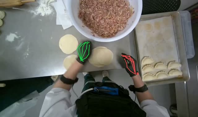 Arranging dough circles on table: egocentric robotics sample