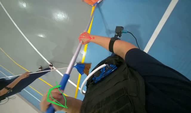 Mopping sports court floor: egocentric robotics sample