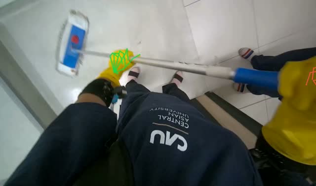 Mopping tiled floor: egocentric robotics sample