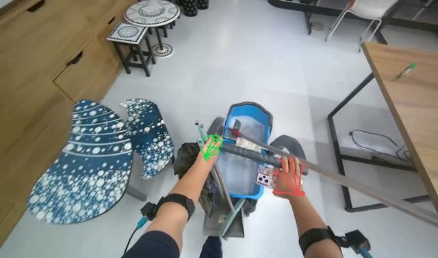 Transporting cleaning cart: egocentric robotics sample