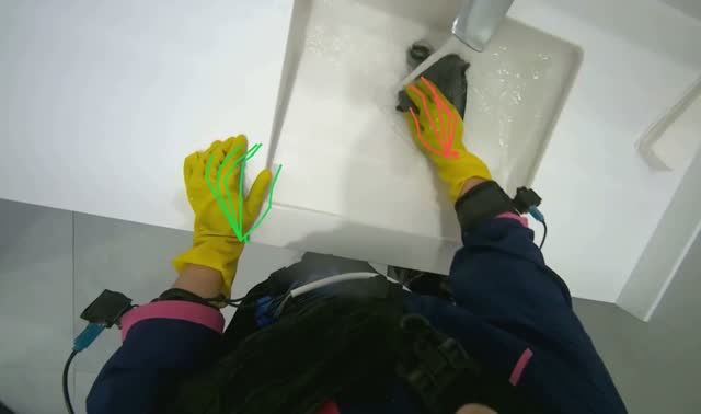 Wiping bathroom sink: egocentric robotics sample