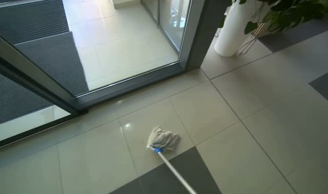 Mopping floor with a mop and bucket: egocentric robotics sample