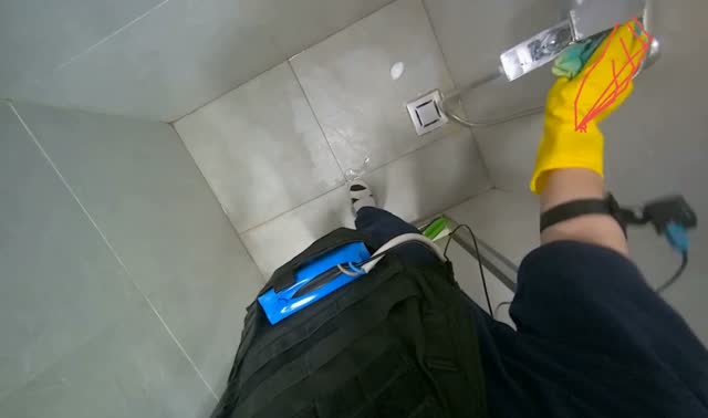 Cleaning shower fixtures: egocentric robotics sample