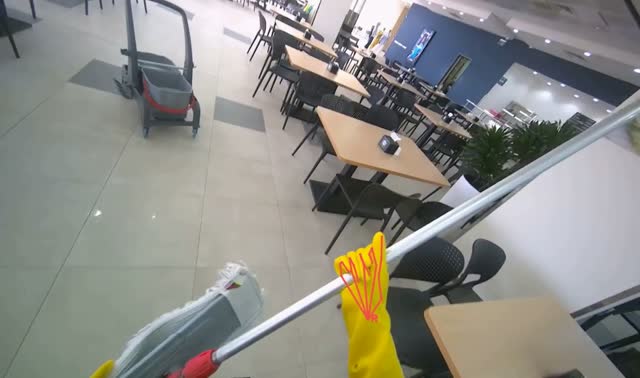 Managing cleaning equipment and items: egocentric robotics sample