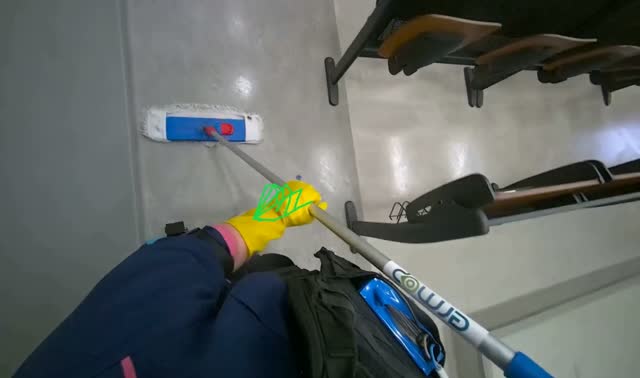 Mopping lecture hall floor: egocentric robotics sample