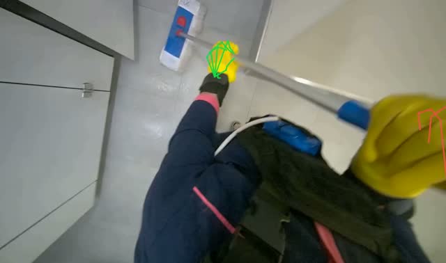 Mopping bathroom floor: egocentric robotics sample