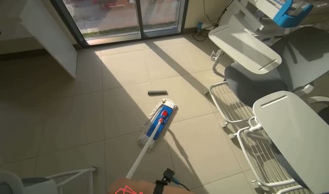 Mopping room floor: egocentric robotics sample
