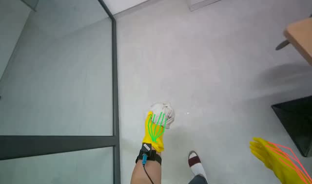Mopping floor with cloth: egocentric robotics sample