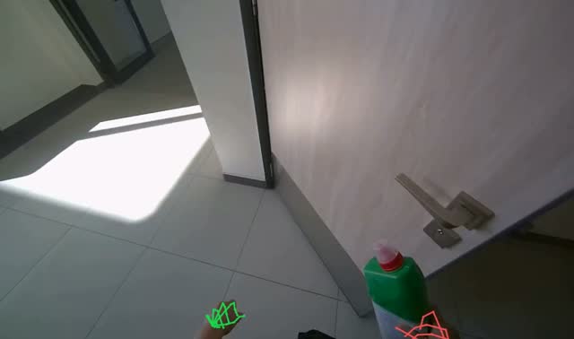 Preparing cleaning supplies and equipment: egocentric robotics sample