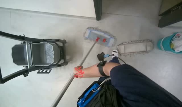Mopping apartment floor: egocentric robotics sample