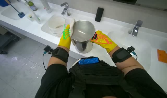 Wiping restroom counter: egocentric robotics sample