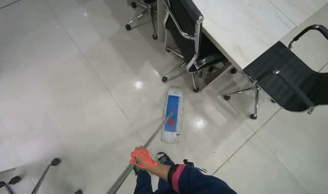 Mopping office floor: egocentric robotics sample
