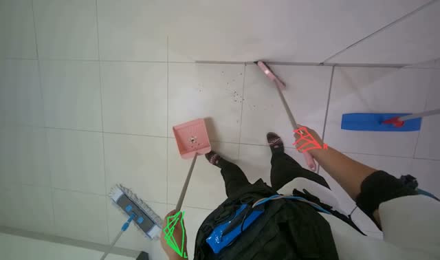 Sweeping floor with broom and dustpan: egocentric robotics sample