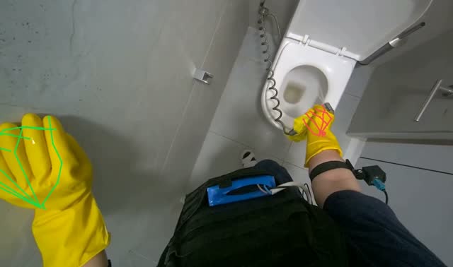 Cleaning toilet bowl: egocentric robotics sample