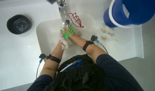 Washing cleaning tools in sink: egocentric robotics sample
